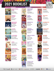 Book list for FOLD Kids 2022, showing a variety of book covers and their corresponding authors. 